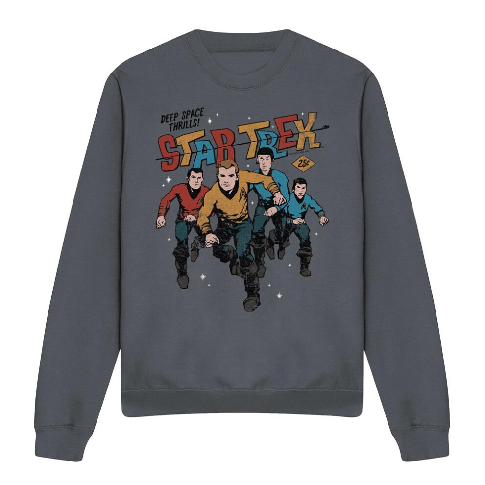 Star Trek (Xxl, Charcoal) Unisex Adult Deep Space Thrills Sweatshirt Multicoloured