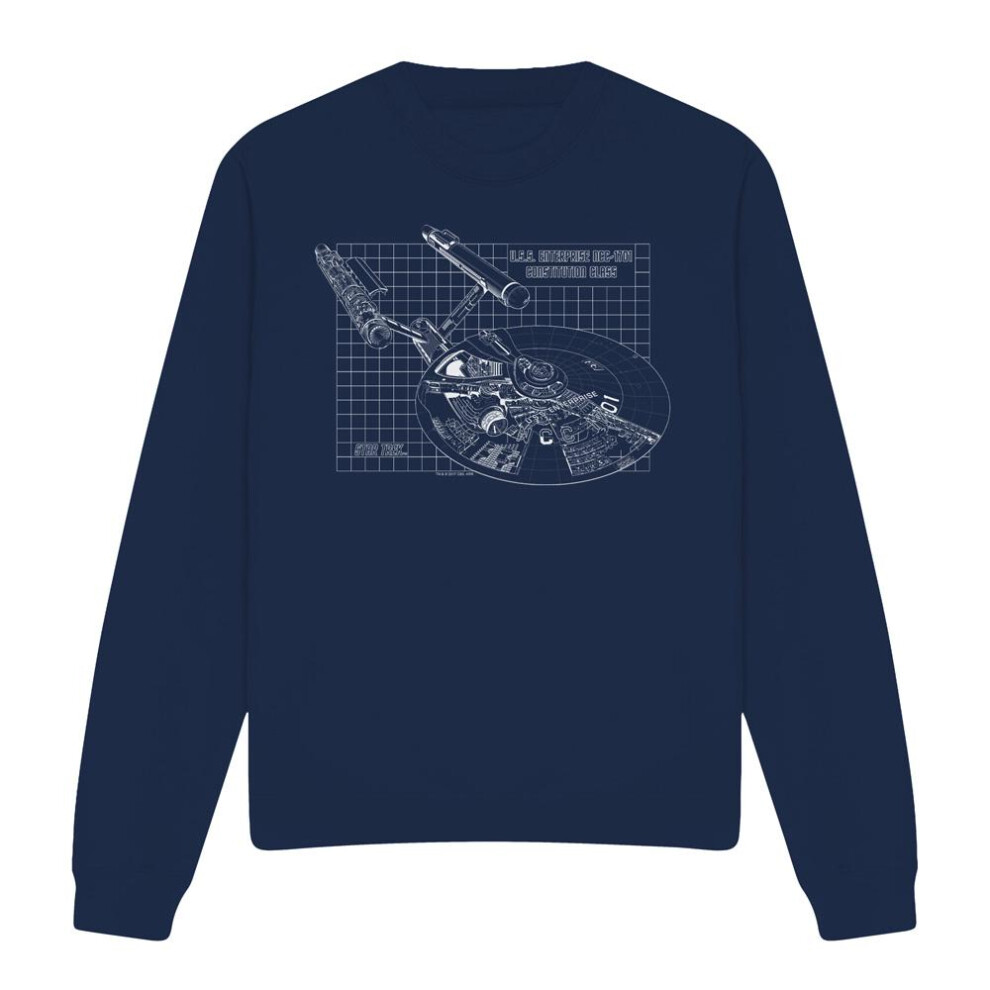 Star Trek (Xxl, Navy) Unisex Adult Enterprise Print Sweatshirt Blue,Multicoloured