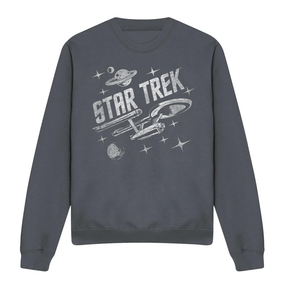 Star Trek (M, Charcoal) Unisex Adult Through Space Sweatshirt Multicoloured