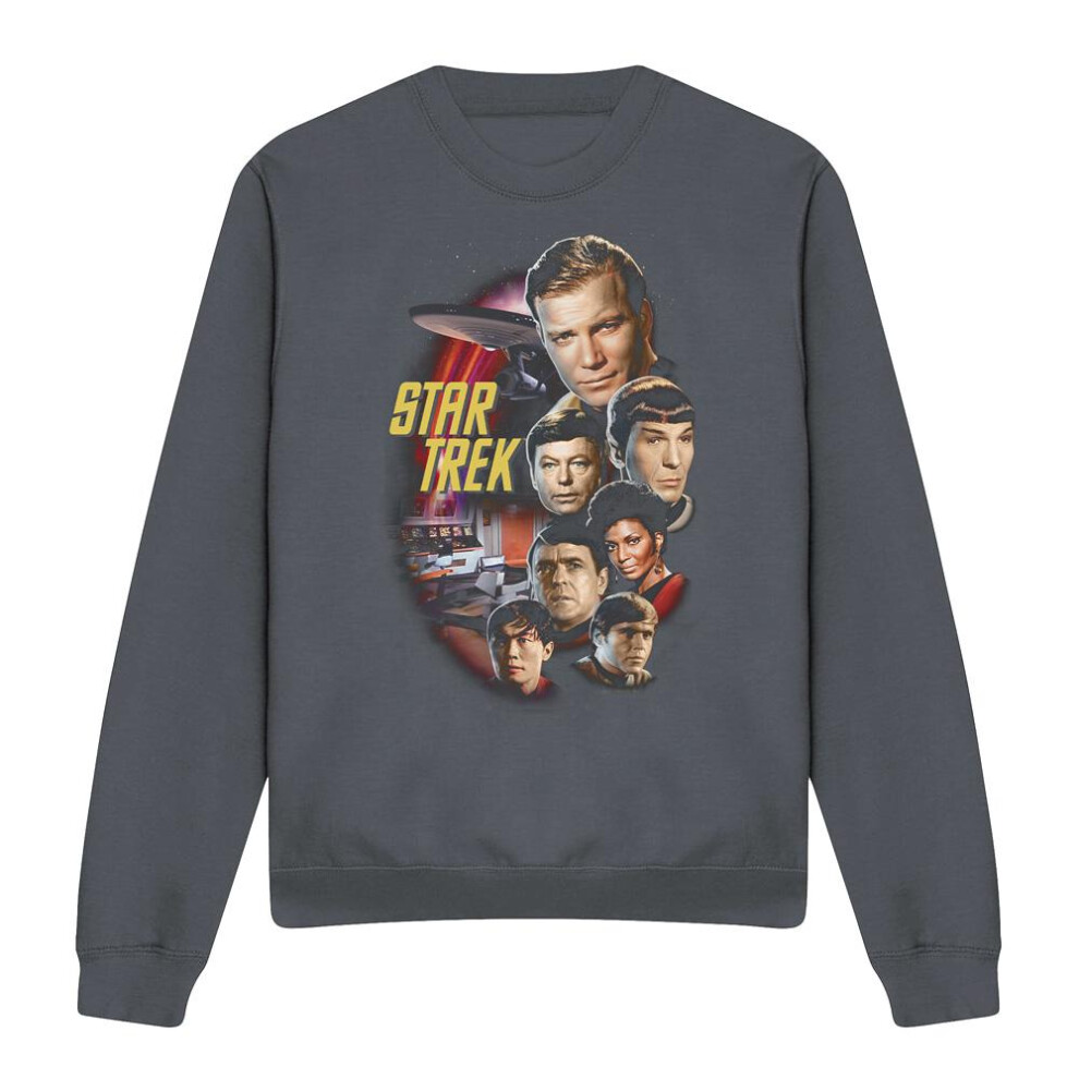 Star Trek (M, Charcoal) Unisex Adult Classic Crew Sweatshirt Multicoloured
