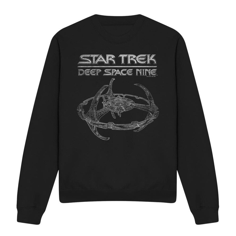 Star Trek (L, ) Unisex Adult Deep Space Nine Station Sweatshirt Black