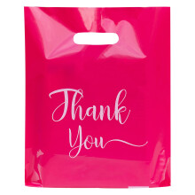 MLAFLY Bedankt Tassen - 100 Pack Plastic Merchandise Tassen voor Onderneming, Retail Boutique (Roze, Groot 15x18)
