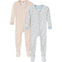 Gerber Pigiama Unisex-Baby a Piedi 2-Pack, Fattoria, 12 Mesi