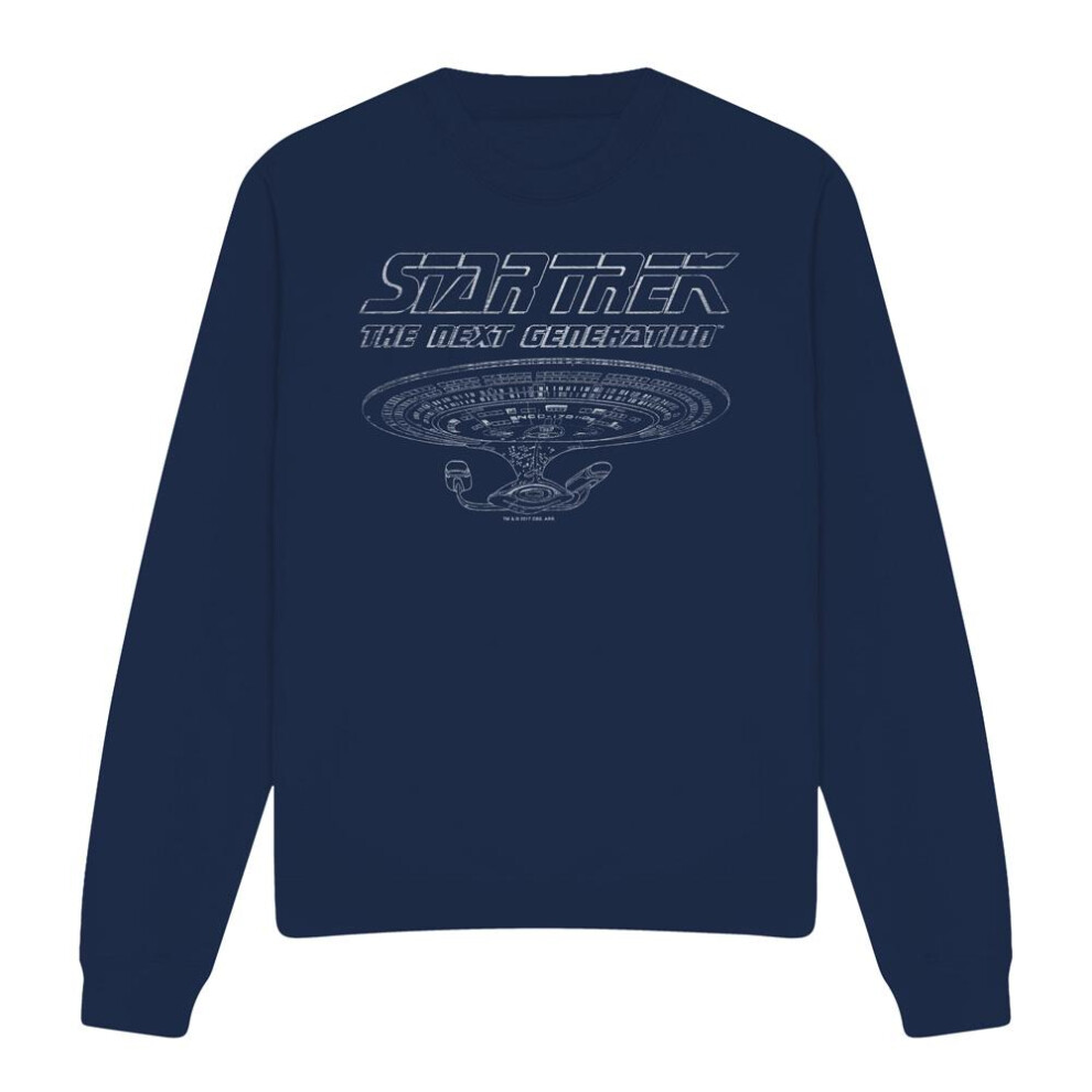 Star Trek (S, Navy) Unisex Adult The Next Generation Enterprise Sweatshirt Blue,Multicoloured