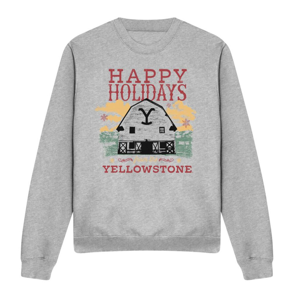 Yellowstone (Xxl, Sport Heather) Unisex Adult Happy Holidays Christmas Sweatshirt