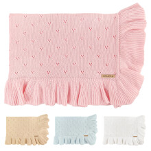 Coperta per Bambini Pinuotu in Cotone Punto Rete con Bordo Arricciato, 40x31 Pollici, Morbida e Confortevole