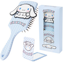 Hello Kitty Hair Brush and Compact Mirror Set for Girls, Teens, Women, Detangler Brush, Kawaii Cute Stuff, Makeup Gifts for Her (Cinnamoroll Brush & M