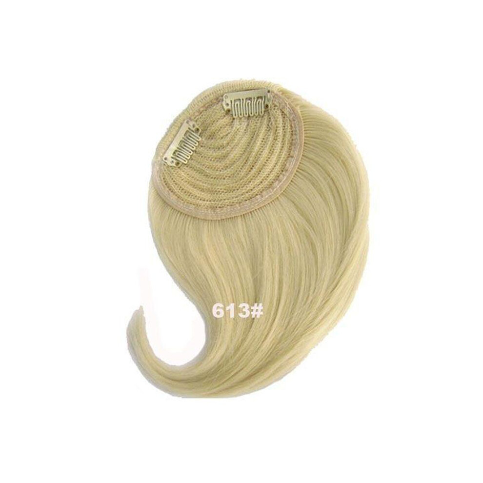(613# Bleach Blonde) Clip In On Womens Straight Side Bangs Fringe Hair Piece Hair 16 Colors Extension