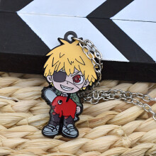 (Red, Necklace) Man Denji Chainsaw Metal Keychain Necklace Keyring Kids Birthday Gift Christmas