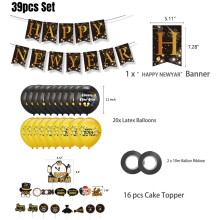 (39pcs Set) Year Themed New Party Supplies Decoration Banner Latex Foil Topper Cake Balloons