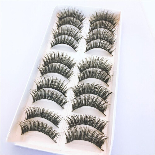 False Pair 10 Eyelashes Professional Eye Lashes Natural Extension Eyelash Makeup