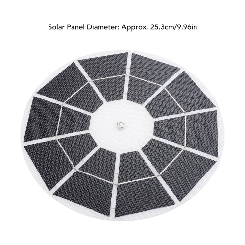 20W runde Solarpanel-Mütze Durchmesser 9,96 Zoll USB-C/USB 5V 1
