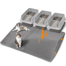 Anywish Grote Kattenbakmat, 47"d733" Dubbele Laag Vangmat, Antislip Waterdichte Kattenbak Pad, Grijs
