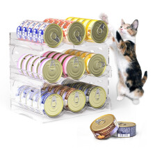 Flenpptly Katvoer Blikorganizer, 3-Tiers Blikorganizer, Transparante Organizer voor Voedsel, Houdt 45 (3oz) Blikken