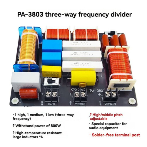 3 Way 800W High Power Multi Speaker High Medium Low 3 Way Frequency Converter Adjustable Frequency Divider PA-3803 1