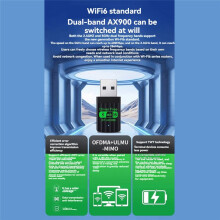Adaptador USB WiFi 6 AX900 con 5.4, Banda Dual de 2,4 GHz y 5 GHz, Receptor Inalámbrico WLAN, Controlador Gratuito.