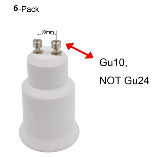 6pcs Gu10 to E26 Adapter, Gu10 to Standard Screw in Base E26 Socket Adapter Converter 2