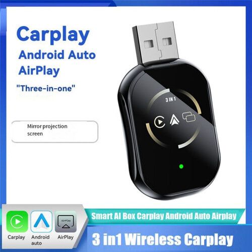 Adattatore Carplay Wireless 3-In-1 per  Airplay, Android Auto, +WiFi, USB, Carplay Cablato e Wireless 1