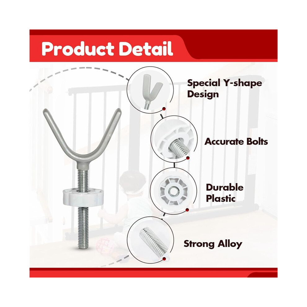 4-Pack Baby Gate Banister Adapter Y Spindle Rods M10 (10mm), Threaded for Pressure Mounted Baby and Pet Safety Gates