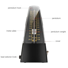Metrônomo Mecânico de Precisão Padrão É Adequado para Piano, Violão, Violino, Baixo e Outros Instrumentos Pretos
