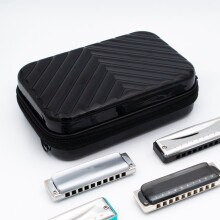 10-Gaats Mondharmonica-Koffer, Ritsvak voor Mondharmonica'S. Mondharmonica-Opbergkoffer voor 12 Mondharmonica'S.