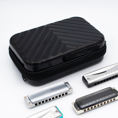 10 Holes Harmonica Case, Zippered Pouch for Harmonica Harmonicas Storage Case Can Hold 12 Harmonicas
