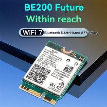 Karta BE200 WiFi 7 z Wbudowaną Anteną, 2,4 GHz/5 GHz, 5.4, Karta Sieciowa WiFi 8774 Mb/S, dla Systemów Windows 10/11