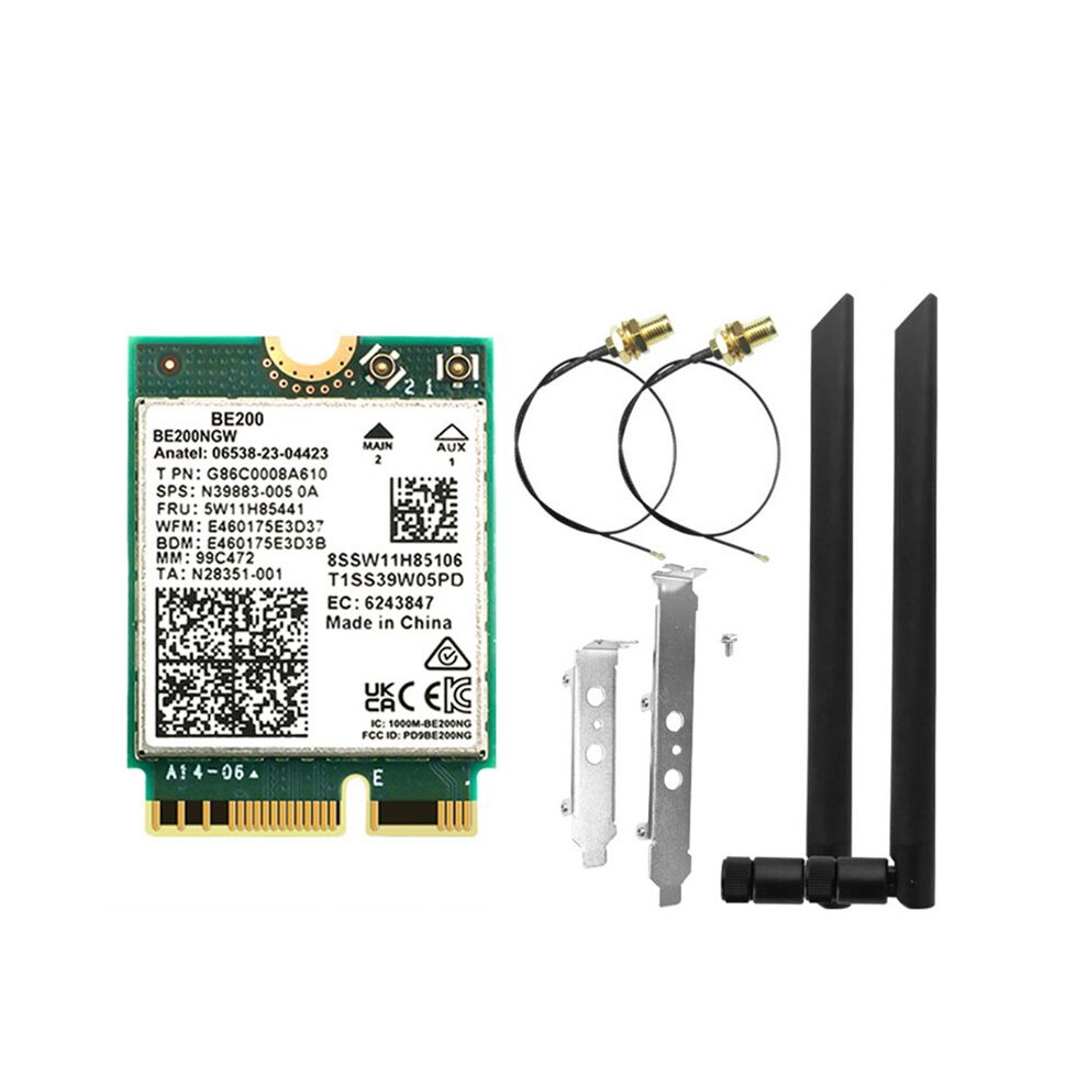Be200 Wifi 7 Card+8Dbi Antenna 2.4G/5G/6Ghz 5.4 Wifi Adapter 8774Mbps Wireless Network Card For Win10/11 6031271092955