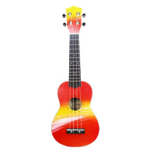 Ukelele Soprano de Madera de 21 Pulgadas, Guitarra Hawaiana para Estudiantes y Niños, con Nubes de Colores.