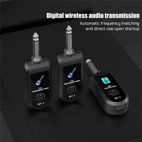 2.4G Trådlöst Gitarrsystem, Uppladdningsbart Litiumbatteri, Trådlös Gitarrsändare och Mottagare för Elgitarr och Bas, A 1