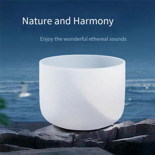 Tigela de Cristal para Canto de 8 Polegadas, Tigelas de Meditação para Ioga de 440 Hz, Tigelas de Quartzo com Chakra 1