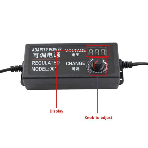 3-24V 3A Power Supply Adjustable Universal Switching Adapter,Variable Power Supply Converter with LED Voltage Display EU 1