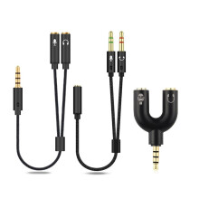 3.5mm Headphone Splitter Adapter (Microphone+Audio) Male to Female Stereo Jack Y for Smartphone MP3 MP4 Player