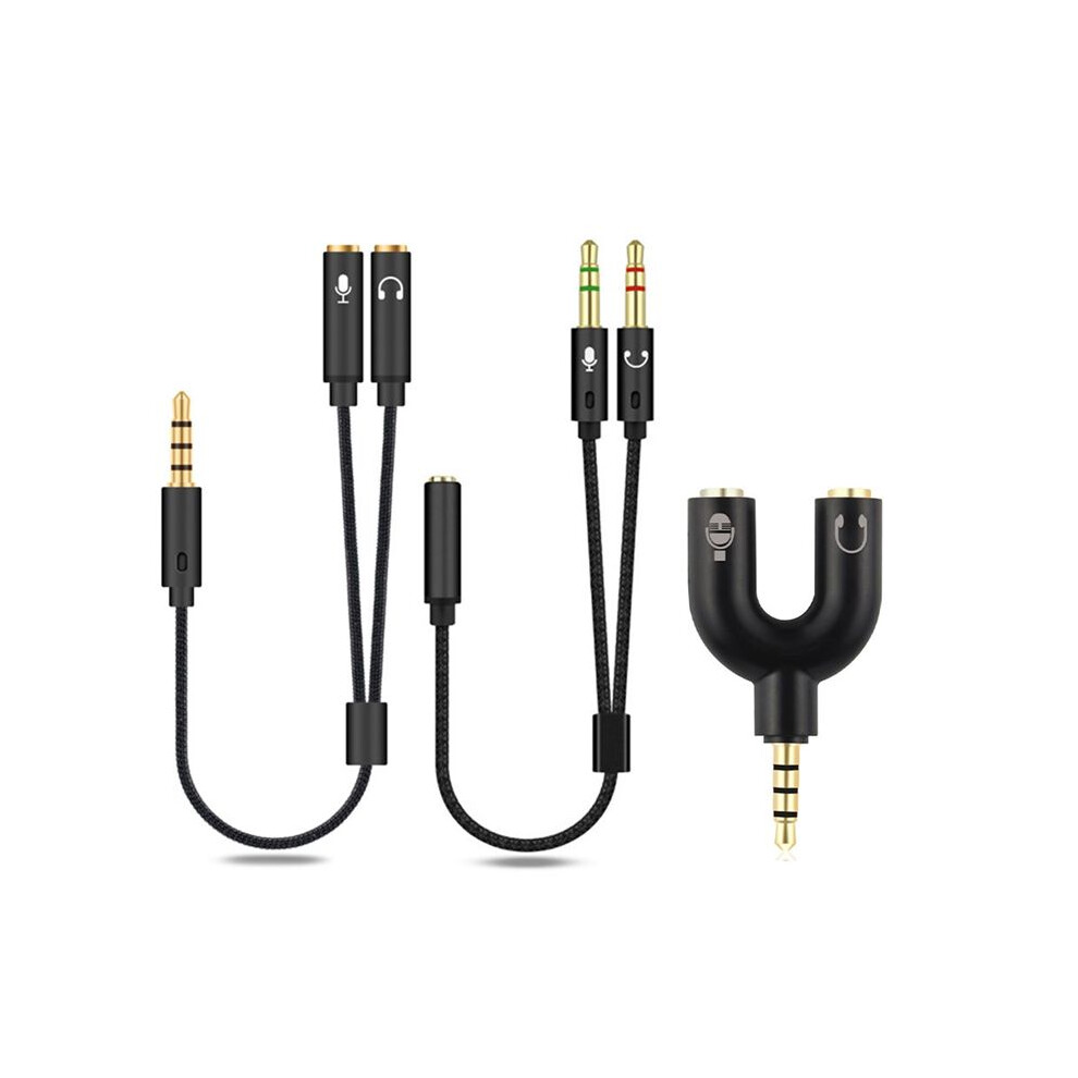 3.5Mm Headphone Splitter Adapter (Microphone+Audio) Male To Female Stereo Jack Y For Smartphone Mp3 Mp4 Player 6031075773579