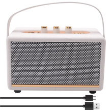 MK-321 Przenośny Głośnik 20 w, Subwoofer z Paskiem, USB/TF/FM, Dźwięk na Zewnątrz i na Kempingu, Biały