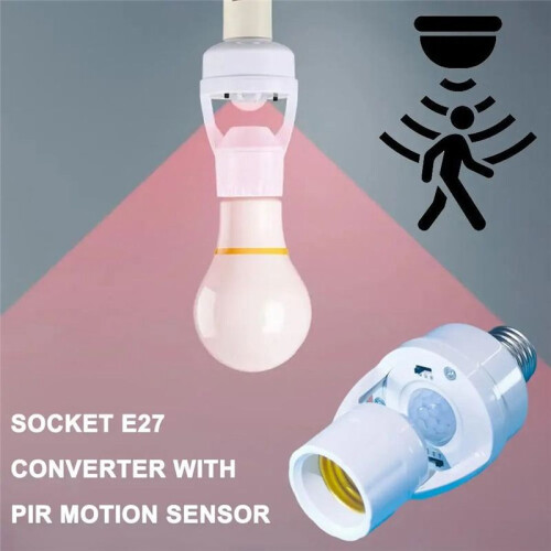 E27 PIR Motion Sensor Light Bulb Socket Adapter Auto /Off with  Induction and Adjustable Infrared