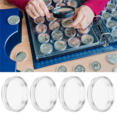 10 pcs Small round transparent plastic coin capsules box 26mm 2