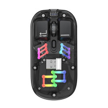 BM200 Dual-Mode Mouse RGB Luminous 2.4G Bezprzewodowa Przezroczysta Gamingowa Mysz E-Sportowa Komputerowa Biurowa Czarna