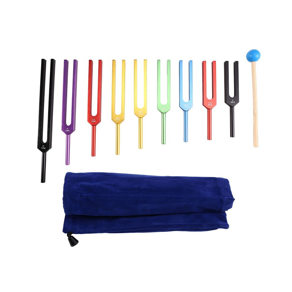 Zandonã Tuning Forks Chakra Set,174Hz/285Hz/396Hz/417Hz/528Hz/639Hz/741Hz/852Hz/963Hz,For Healing Chakra,Sound Therap Multicolor