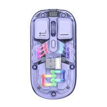 Mouse BM200 Dual-Mode RGB Luminoso 2.4G Wireless Trasparente Gaming e-Sports Computer Ufficio Mouse Viola