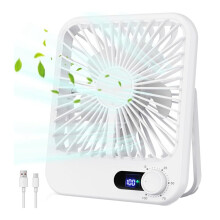 Travel Fan for Sleeping, Portable Fan for Travel Rechargeable with Digital Display,100 Speed Wind Personal USB Fan White
