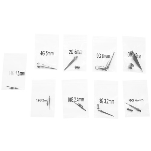 18 Pezzi orecchio cone kit completo acrilico orecchino barella tunnel (nero) 2