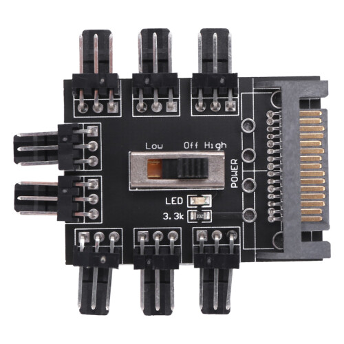 Multi Way Splitter Cooler Cooling Fan Hub PC Computer  1 to 8 3pin 12V Power Socket PCB Adapter XXM8 2