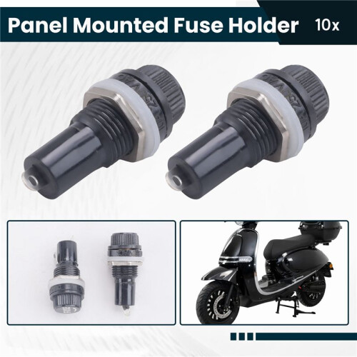 10Pcs 10A AC 250V 5mm x 20mm Panel Mounted Plastic Fuse Holder Socket 2