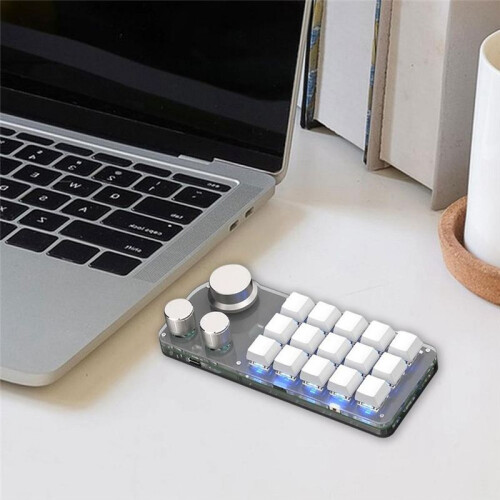 15 Keys 3 Knobs Programmable Keyboard,  Hot Swappable Numpad, Gaming Keyboard with Memory Function White