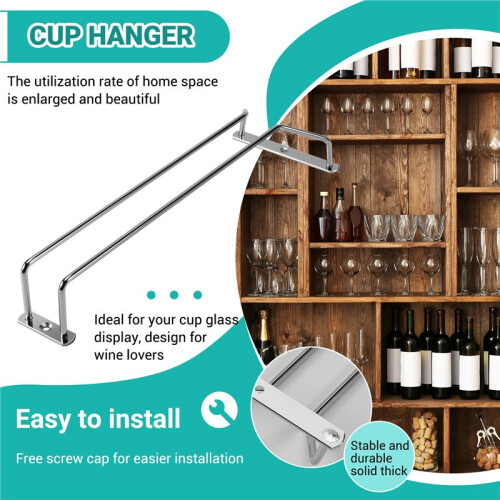 Glas Wein Champagner Cup Hangers Rack Halter mit Schrauben (Silber) 1