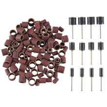 132 Pieces Drum Sander Set with Free Box Including 120 Pieces Nail Sanding Band Sleeves and 12 Pieces Drum Mandrels for Rotary Tool