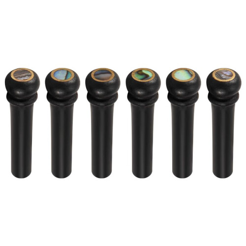 6 pezzi nero ebano Shell Guitar Bridge Bone Pins Set con Abalone Dot verde per accessori chitarra acustica