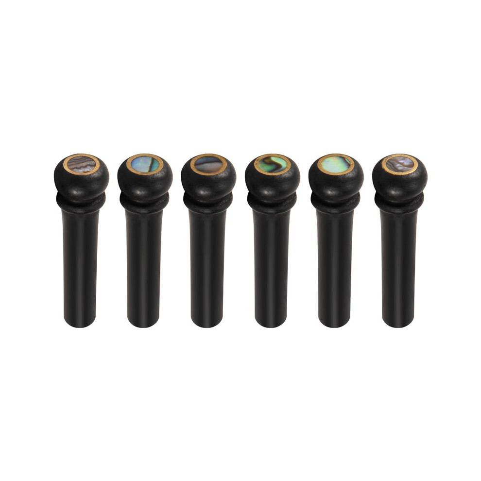 6Pcs Black Ebony Shell Guitar Bridge Bone Pins Set With Green Abalone Dot For Acoustic Guitar Accessories 6032328701417