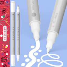 ARTISTRO 2 weiße Dual-Tip Acrylmarker - Multisurface-Marker für Stoff, Plastik und mehr, 5mm Punkt + 1mm feine Spitze